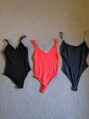 Women's Bundle of 3 Black & Red Bodysuits tops